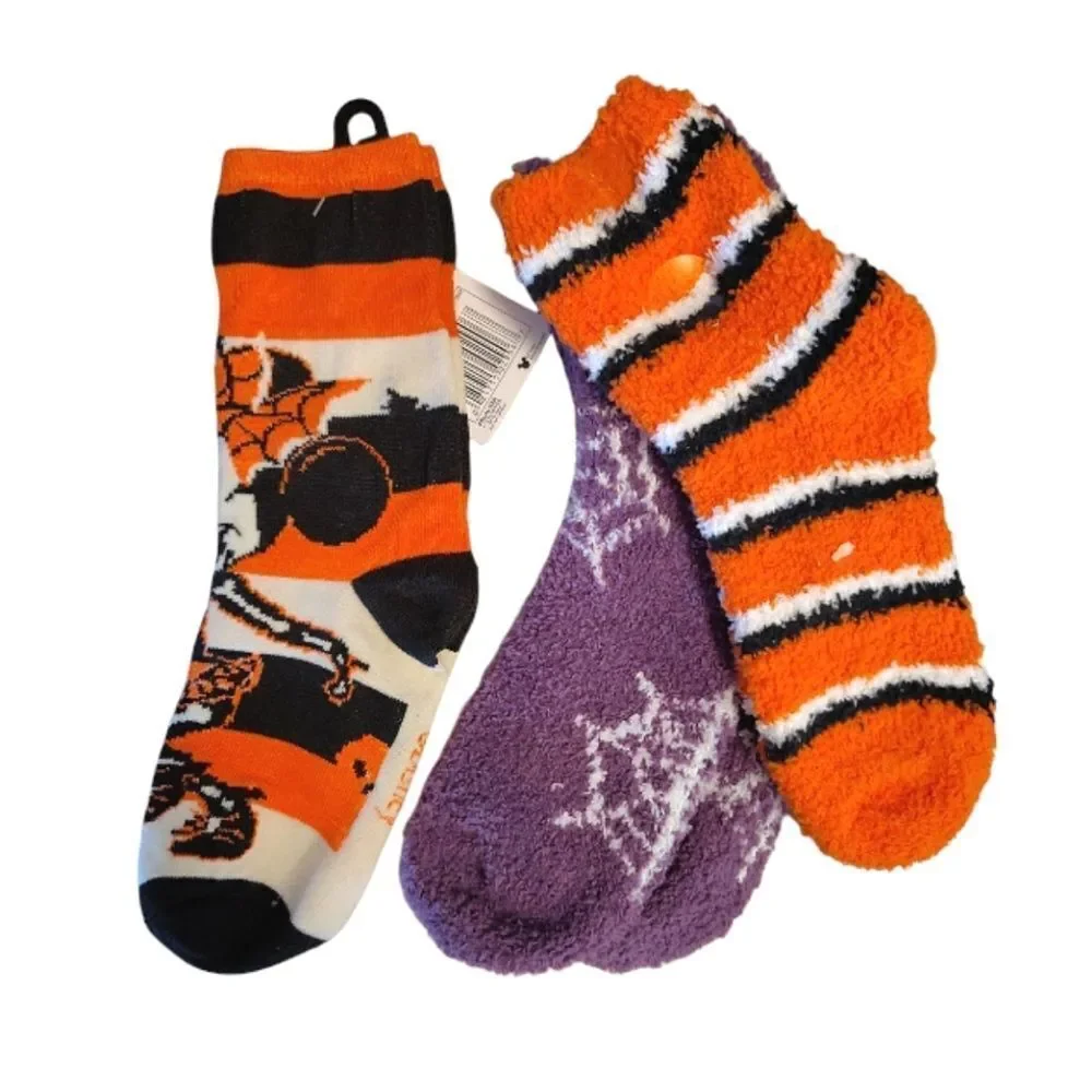 Disney 3 Pairs‎ Halloween Themed Minnie Mouse Crew Socks NWT